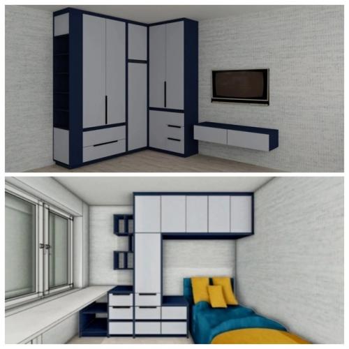 Детская комната в сине - сером цвете. 08