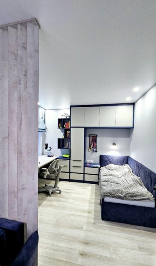 Детская комната в сине - сером цвете. 06