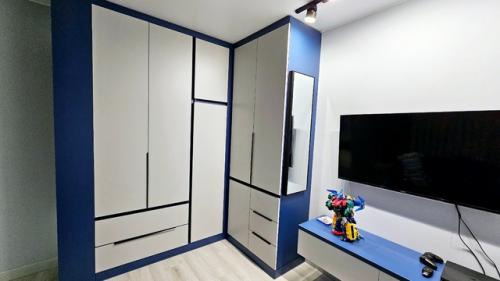 Детская комната в сине - сером цвете. 07