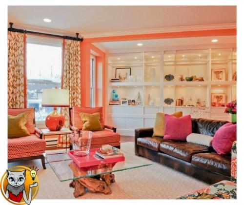 Персиковый цвет в интерьере.