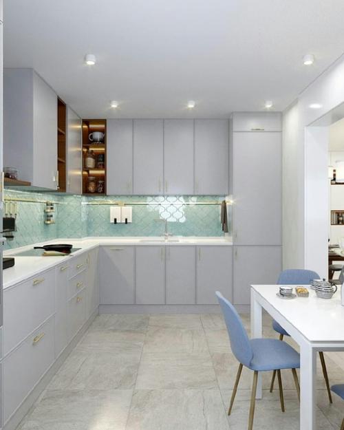 Дизайн проект - кухни в белом цвете. 01