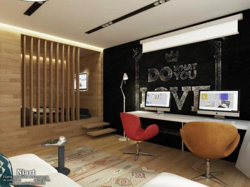 Интерьер однокомнатной квартиры - студии 42 кв. 02