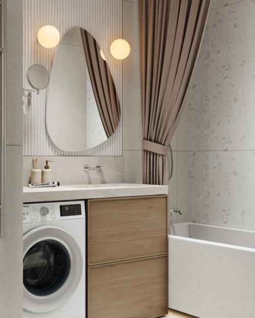 Дизайн проект ванной комнаты в стиле джапанди - это гармоничное сочетание минимализма и теплоты, которое создает атмосферу уюта и спокойствия. 02