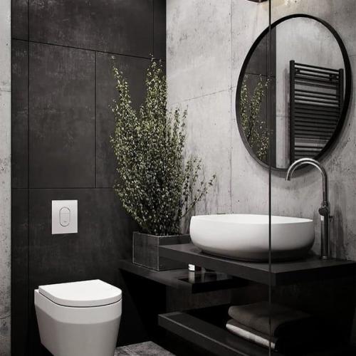 Бетонные панели в отделке санузла. 01