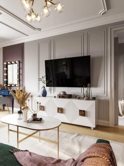 Классный проект небольшой квартиры с кухней, гостиной и спальней. 03