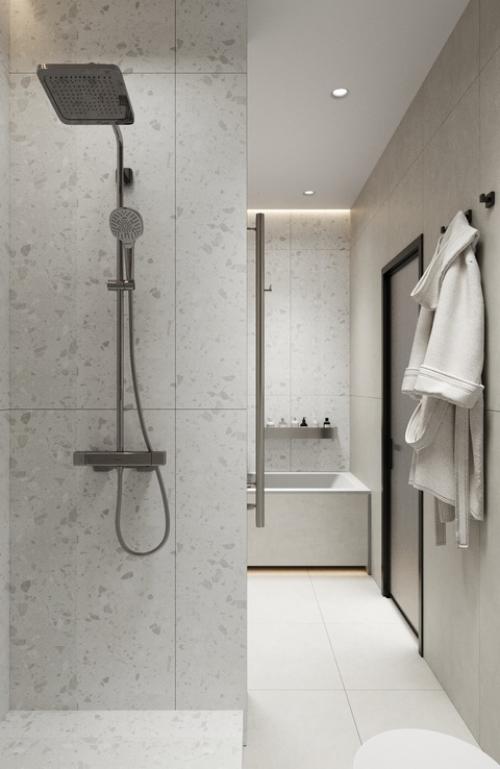 Дизайн проект ванной комнаты в стиле джапанди - это гармоничное сочетание минимализма и теплоты, которое создает атмосферу уюта и спокойствия. 07