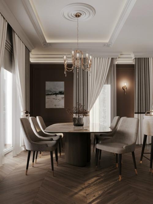 Интерьер в элегантном классическом стиле с современными элементами выполнен. 01
