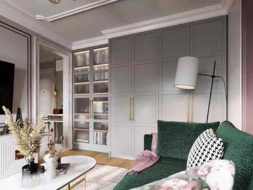 Классный проект небольшой квартиры с кухней, гостиной и спальней. 06