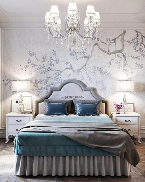 Спальня в нежном голубом цвете. 02