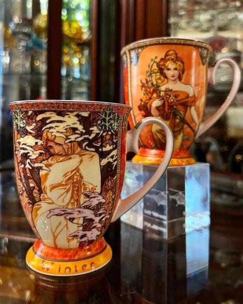 Кружки Зима и весна по мотивам картин знаменитого чешского живописца альфонса Марии муха. 02