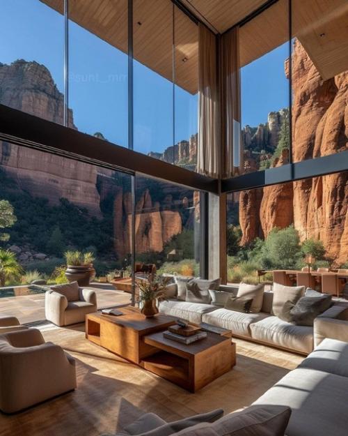 Этот интерьер представляет собой совершенное сочетание современной архитектуры и естественной красоты. 01