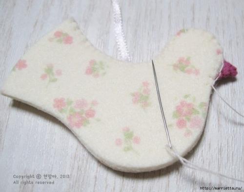 Скворечник с птичкой из фетра. 03