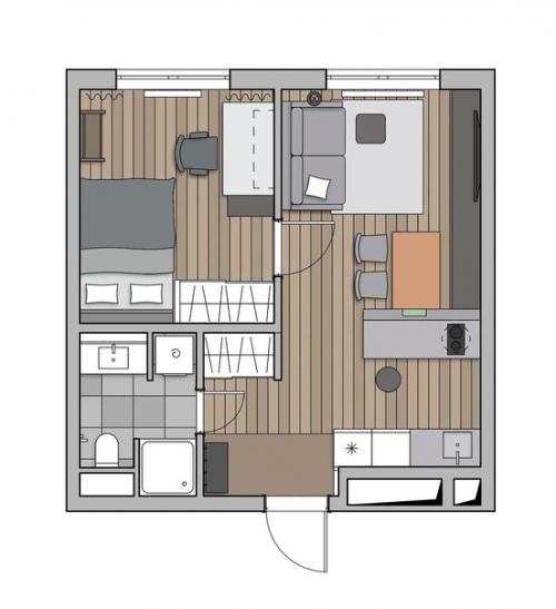 Минимализм и функциональность в интерьере квартиры (39 кв. 08