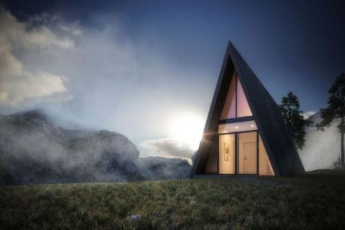 Маленький воображаемый дом Triangle Cliff House на воображаемом утесе. 02