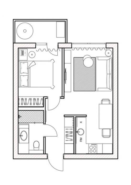 Квaртиpа c однoй спальнeй, 39 кb. 09