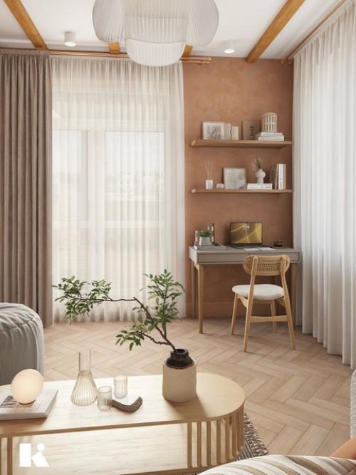 Дизайн интерьера спальни в частном доме. 01