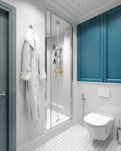 Необычная ванная комната в морском цвете. 02