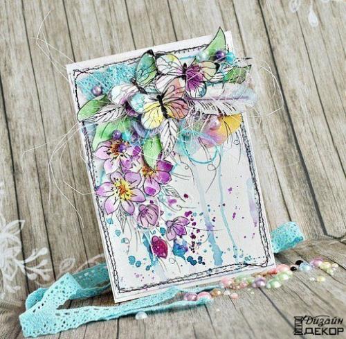 Бабочки для открытки.