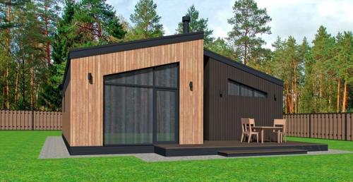 Планировка небольшого одноэтажного современного каркасного дома. 05