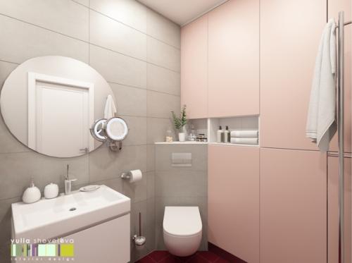 Функциональная ванная комната в проекте частного дома. 01