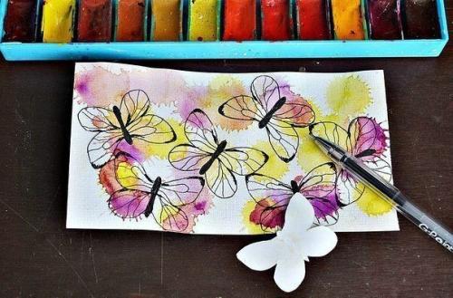Бабочки для открытки. 02