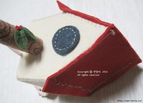 Скворечник с птичкой из фетра. 08