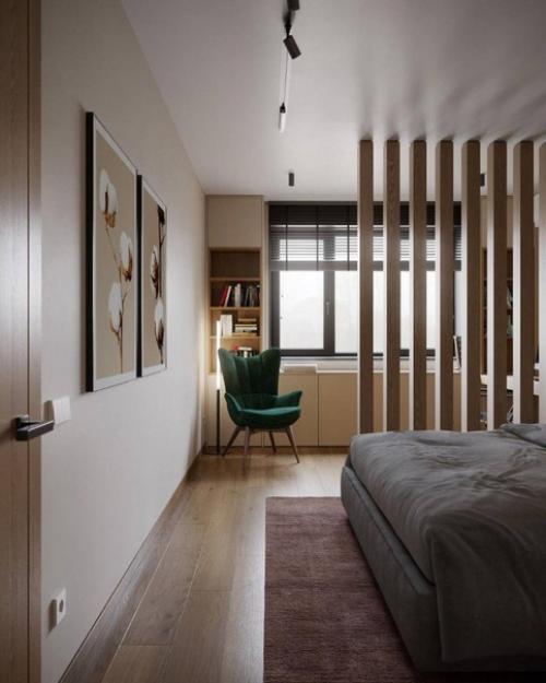 Просторная спальня с местом для роботы. 06