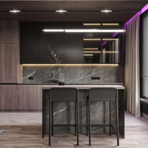 - современная просторная кухня - гостиная со столовои зонои площадью 30 кв. 02