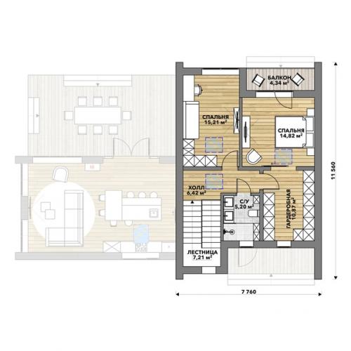 Индивидуальный проект Дом в Жёдочи общая площадь 204 м 2. 02