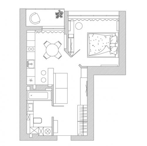 Интерьер 1-комнатной квартиры 41, 5 кв. 09