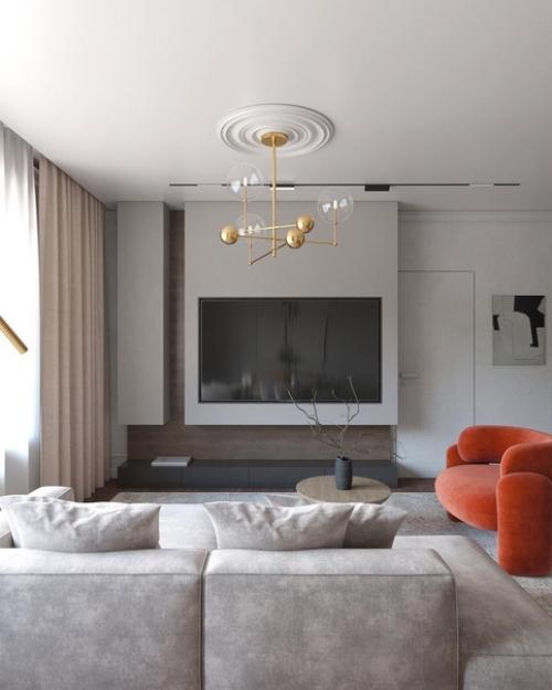 Эстетичный интерьер небольшой кухни - гостиной от дизайнера. 07