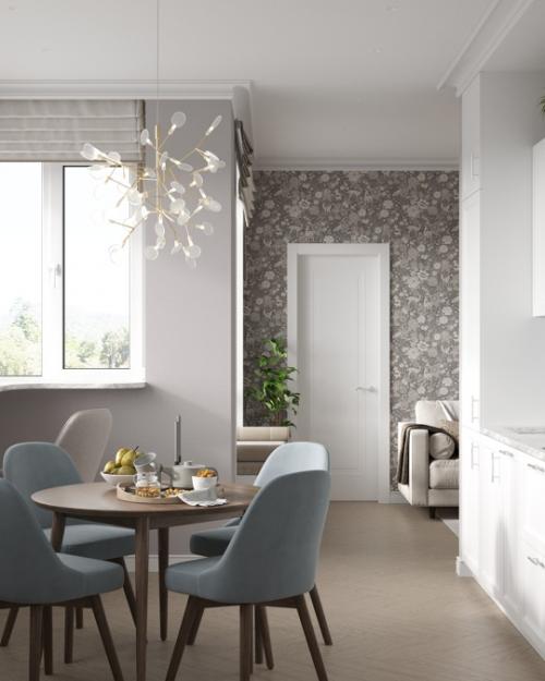 Дизайн - проект кухни - гостиной, в которой солнце светит чаще. 01