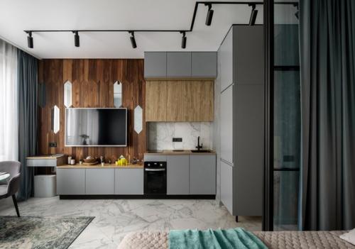 Современный интерьер квартиры - студии площадью 30 кв. 01