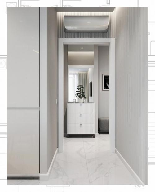 Дизайн интерьера двухкомнатной квартиры Современная Квартира в Серых Тонах. 09