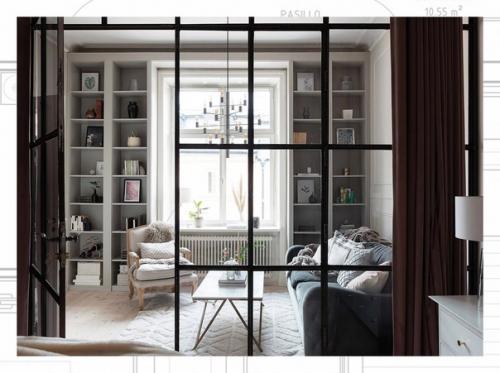 Общая площадь этой квартиры в Стокгольме не очень большая, всего 64 кв. 01