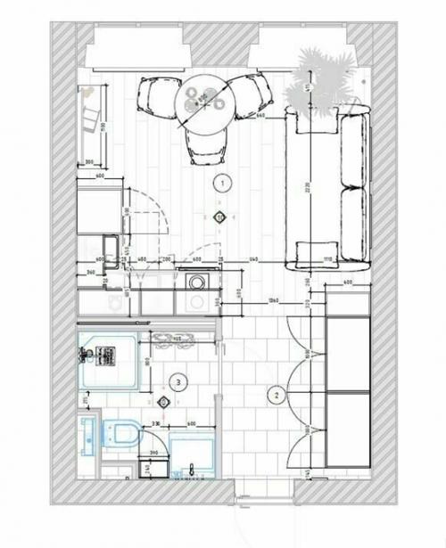 Интерьер маленькой квартиры - студии 21, 5 кв. 08