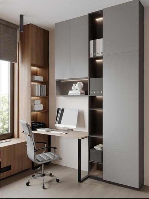 Открытая кухня - гостиная дополнена отдельной спальней и кабинетом с полноценной удобной зоной для удаленной работы (72 кв. 07