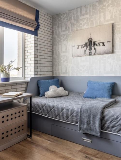 Отличная детская комната в современном сканди - стиле, предназначенная для мальчика 9-ти лет. 04