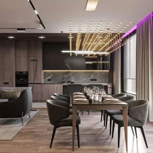 - современная просторная кухня - гостиная со столовои зонои площадью 30 кв. 01