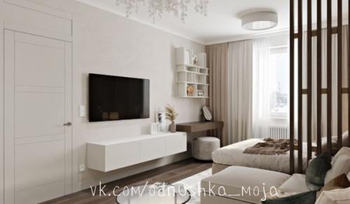 Светлый, простой, лаконичный интерьер квартиры площадью 30 кв. 01