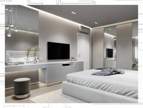 Дизайн интерьера двухкомнатной квартиры Современная Квартира в Серых Тонах. 01