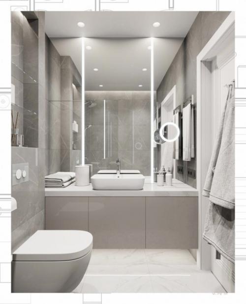 Дизайн интерьера двухкомнатной квартиры Современная Квартира в Серых Тонах. 05