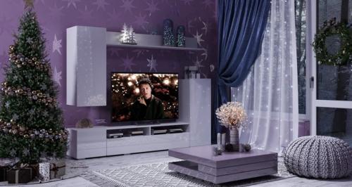 Стенка в гостиную диаманд белый глянец за 8790 р! 02