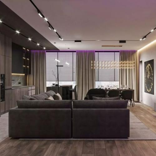 - современная просторная кухня - гостиная со столовои зонои площадью 30 кв. 06