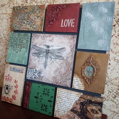 Интерьерное панно Стрекоза в технике декупаж. 01