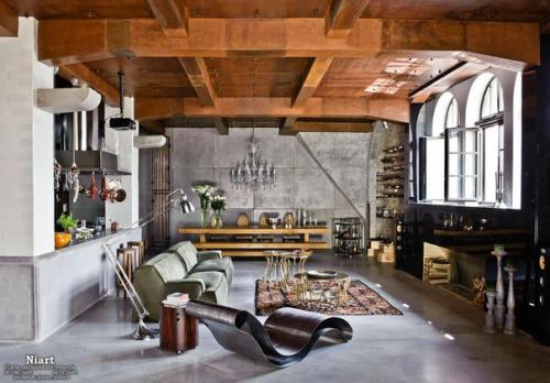 Гостиная в стиле лофт: особенности и примеры. 01 Гостиная в стиле лофт: особенности и примеры. 01