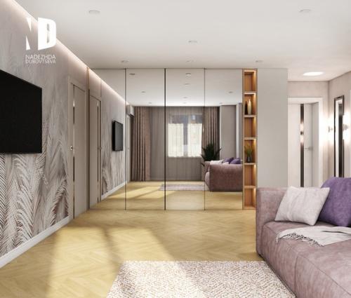 Визуализация кухни - гостиной. 02