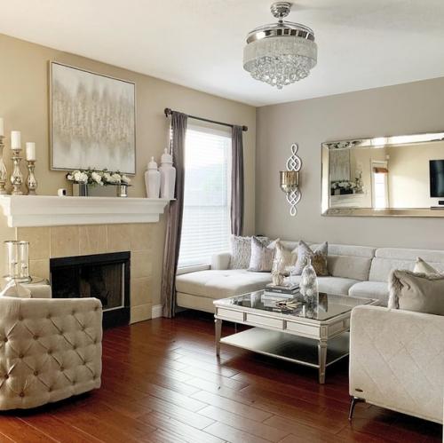 Идеи дизайна гостиной комнаты с камином и телевизором! 02