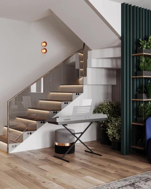 Завершила проектирование двухэтажного таунхауса получился сдержанный интерьер с глубокими изумрудными акцентами. 05