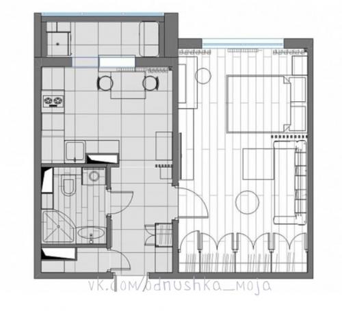 Светлый, простой, лаконичный интерьер квартиры площадью 30 кв. 09